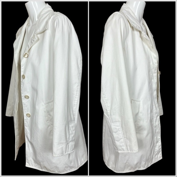 Coach Ivory Hidden Button Front Cotton/Poly Blend Jacket Size Large - Picture 3 of 16